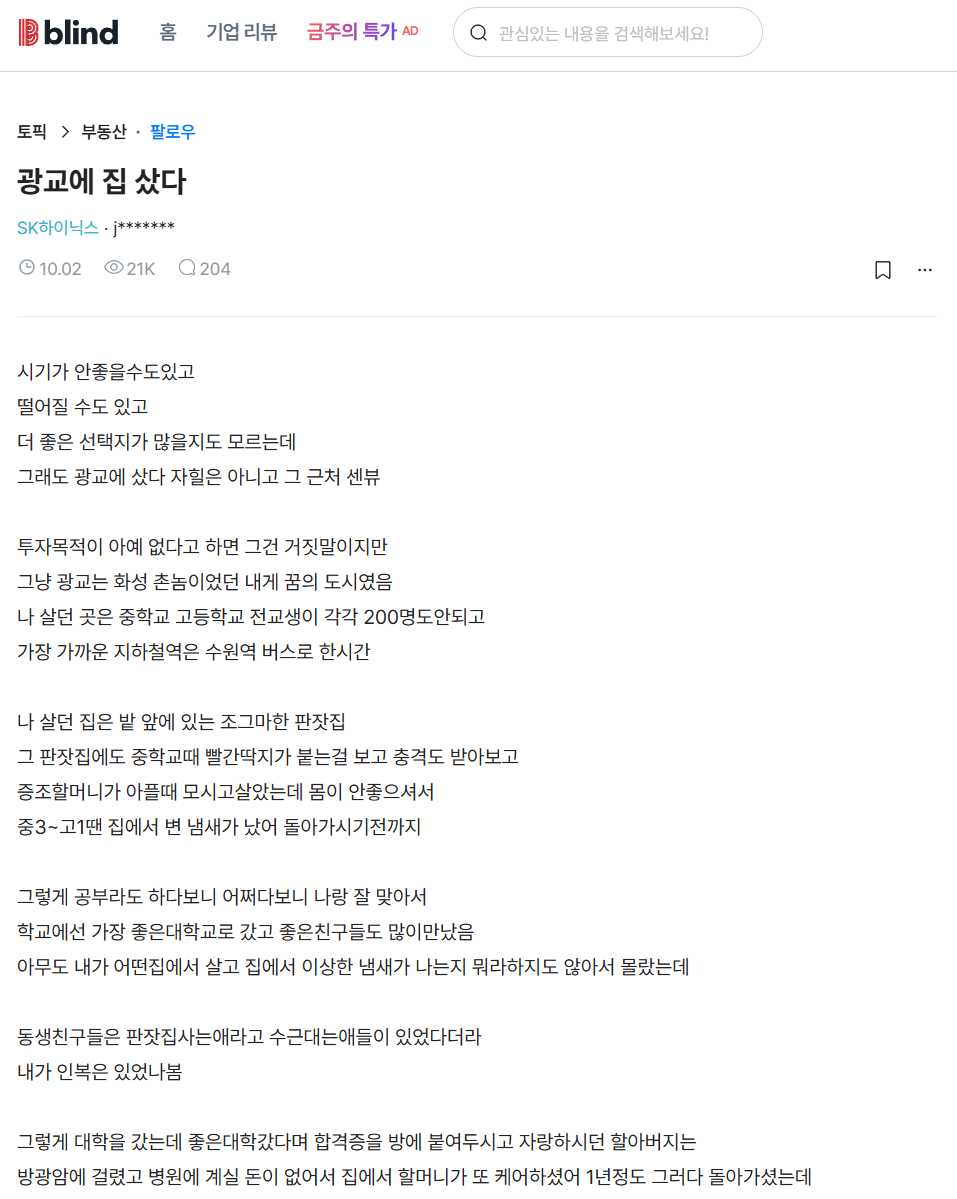 [블라펌] 광교에 집 산 하이닉스 직장인